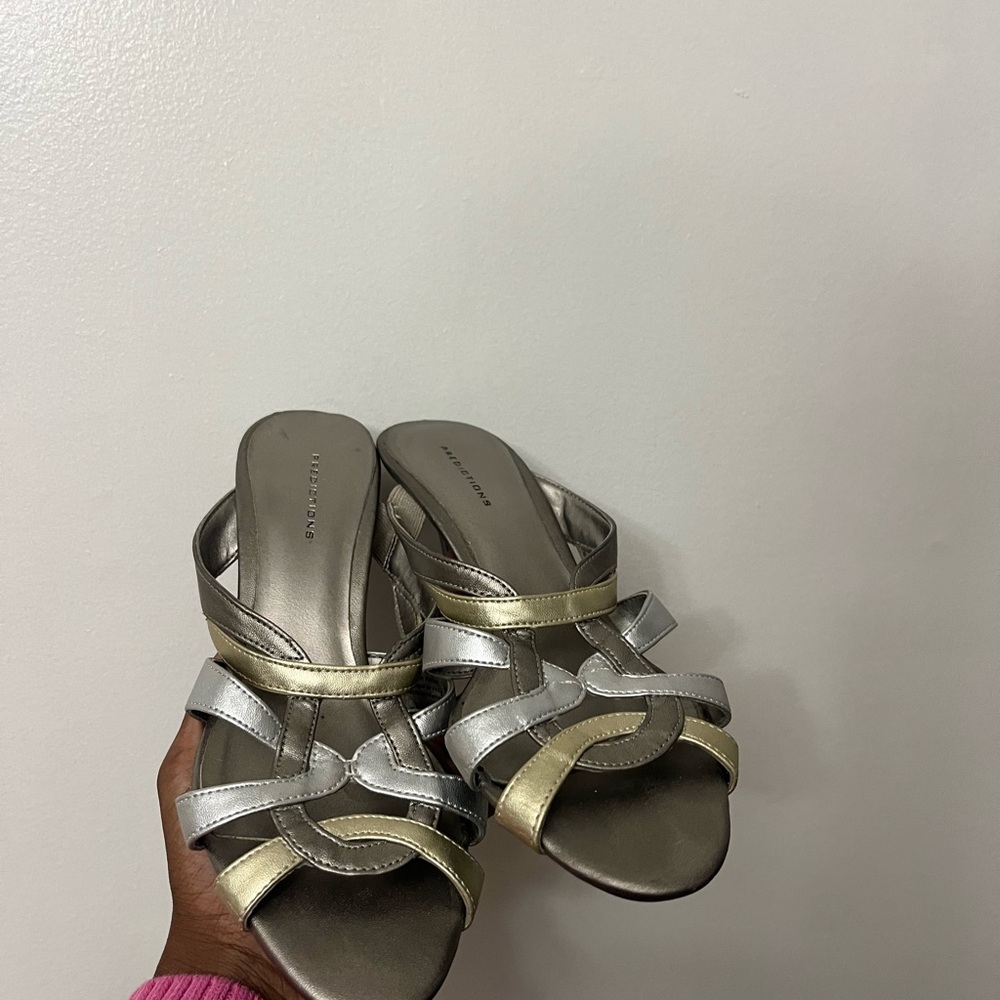 Bandolino Silver and Gold Strappy Sandals